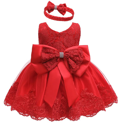 LZH Baby Girls Dress Newborn Clothes Princess Dress+Headwear For Toddler 1st Year Birthday Wedding Christening Infant Party Gown