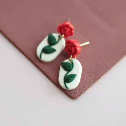 Holiday Delicate Spring Dangle Easter Floral Rose Flowers Cherry Glitter Vintage Gifts Polymer Clay Earrings Sets For Party