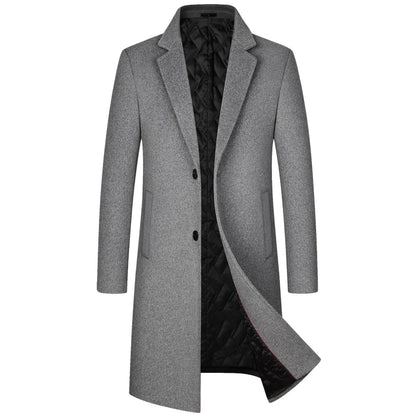 2023 Winter Wool Coat Men Fashion Long Wool Blends England Style Business Casual Trench Coat Men Solid Thick Wool Coats Jackets