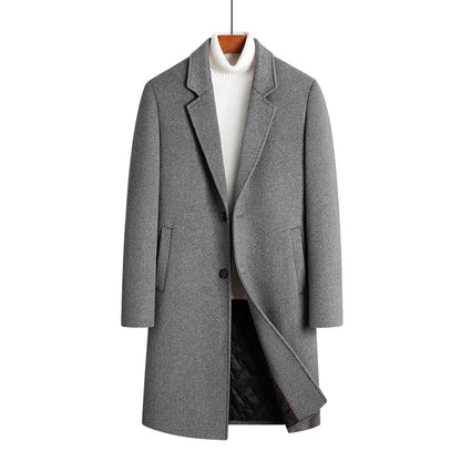 2023 Winter Wool Coat Men Fashion Long Wool Blends England Style Business Casual Trench Coat Men Solid Thick Wool Coats Jackets