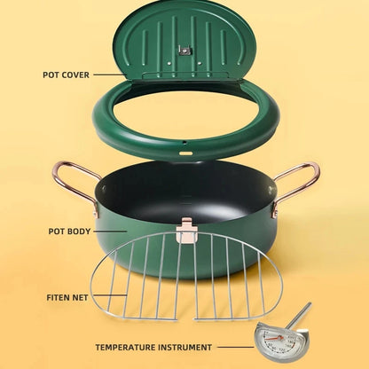 KEMORELA Kitchen Oil Frying Pot 304 Stainless Steel Induction Temperature Control Fried Fish Shrimp Chicken Fryer Pan Cooking