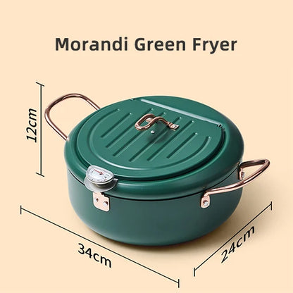 KEMORELA Kitchen Oil Frying Pot 304 Stainless Steel Induction Temperature Control Fried Fish Shrimp Chicken Fryer Pan Cooking