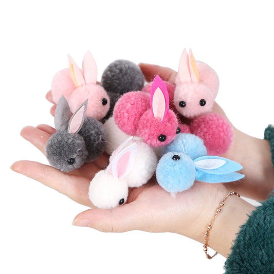 10pcs/lot DIY Handwork Bunny Accessories Easter Bunny Useful Easter Decoration Supplies Blue Pink Grey White Plush Mini Rabbits