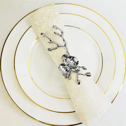 4PCS Christmas Wedding Easter Napkin Rings,Plum Blossom Golden Napkin Buckles,Dinner Parties Dining Table Decor Napkin Holder