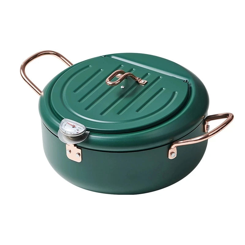 KEMORELA Kitchen Oil Frying Pot 304 Stainless Steel Induction Temperature Control Fried Fish Shrimp Chicken Fryer Pan Cooking
