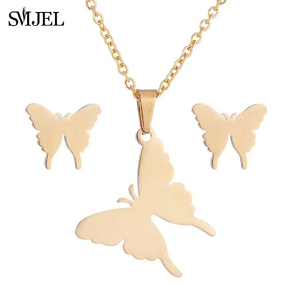 Fashion Stainless Steel Necklace Rabbit Earrings Women Cute Bunny Rabbit Unicorn Kitty Charm Necklace Easter Jewelry Gifts