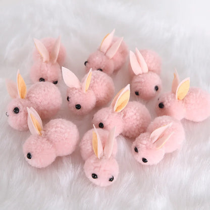 10pcs/lot DIY Handwork Bunny Accessories Easter Bunny Useful Easter Decoration Supplies Blue Pink Grey White Plush Mini Rabbits