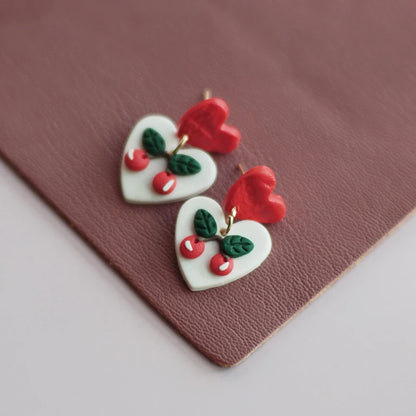 Holiday Delicate Spring Dangle Easter Floral Rose Flowers Cherry Glitter Vintage Gifts Polymer Clay Earrings Sets For Party