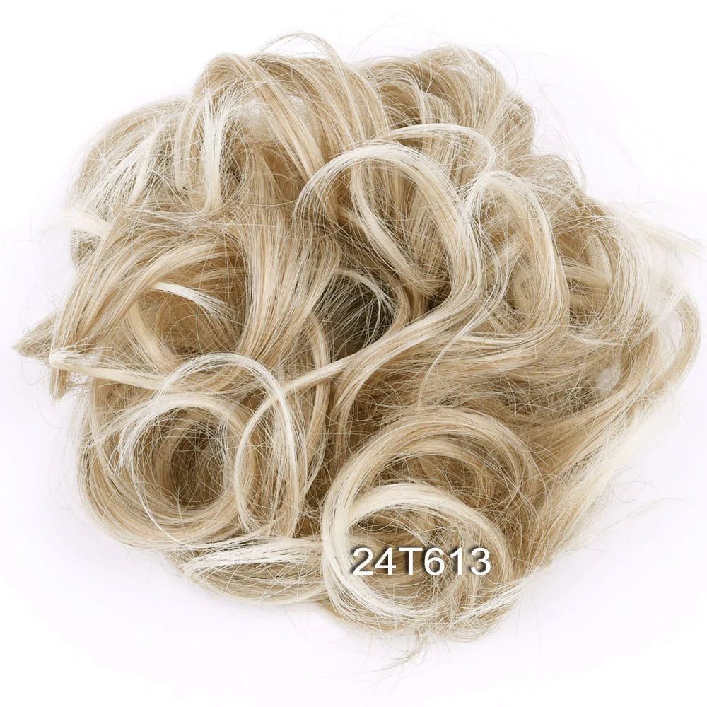 Synthetic Messy Bun Hair Piece Scrunchie Donut Tousled Flexible Hair Bun Straight Chignon Wig Accessory Updo Bun Hair