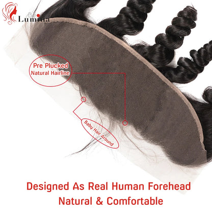 Loose Wave 13x4 Lace Frontal Closure Brazilian Human Hair HD Transparent Lace Preplucked and Bleached Knots 4x4 5x5 Closures