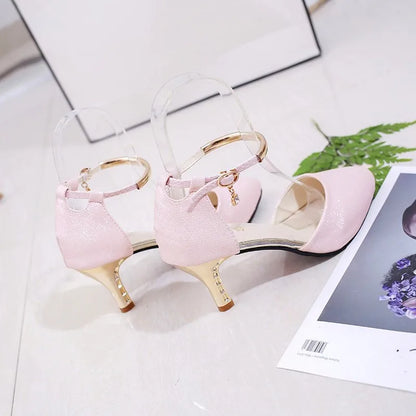 Women Fashion High Quality White Pointed Toe Buckle Strap Pu Leather Stiletto Ladies Casual Pink Comfort High Heel Shoes G5776