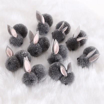 10pcs/lot DIY Handwork Bunny Accessories Easter Bunny Useful Easter Decoration Supplies Blue Pink Grey White Plush Mini Rabbits