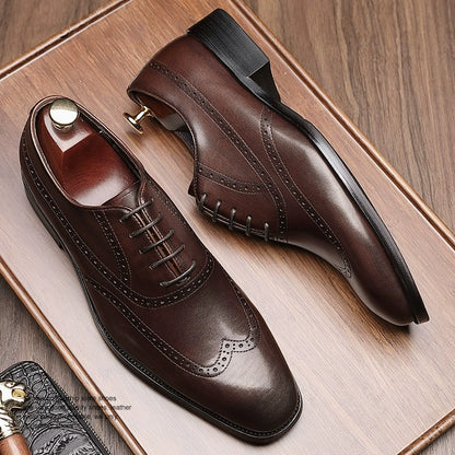 Italian Handmade Brogue Genuine Leather Shoes Men's Business Formal Fancy Non Slip Wedding Suit Men's Shoes