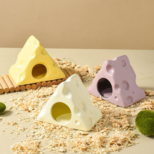Hamster Cooling Ceramic Triangle Cheese Shelter Djungarian Hamster Small Pet Bowl Summer Cooling Pet Supplies