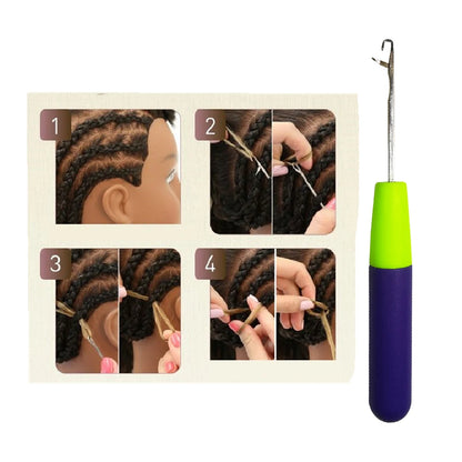 Purple Plastic Handle Hook Crochet Needle Styling Tool For Braiding Weave Wigs Craft Dreadlocks Hair Extensions Jumbo Braiding