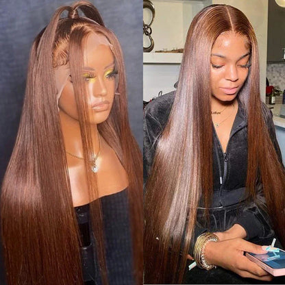 13x4 13x6 Chocolate Brown Lace Front Wigs Bone Brazilian Straight Hair Wigs Lace Frontal Wig Lace Front Human Hair Wig Remy