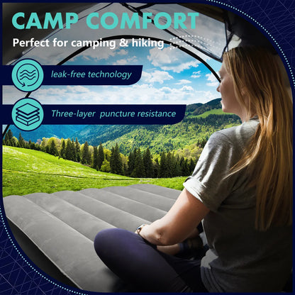 Camping air cushion bed inflatable mattress with built-in pillow for foldable storage suitable for family camping and travel