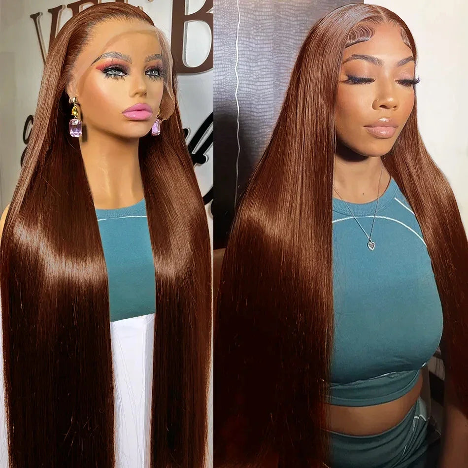 13x4 13x6 Chocolate Brown Lace Front Wigs Bone Brazilian Straight Hair Wigs Lace Frontal Wig Lace Front Human Hair Wig Remy