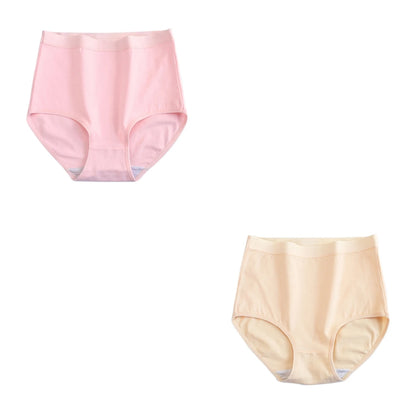 2Pcs/Set Cotton Panties Women Seamless Underwear High Rise Panties Solid Color Female Underpants Sexy Lingerie M-XXXL Comfort