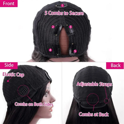 Body Wave V Part Wig Human Hair Machine Made Remy Brazilian Human Hair Wigs 100% Loose Wavy V Part Human Hair Wigs Women On Sale