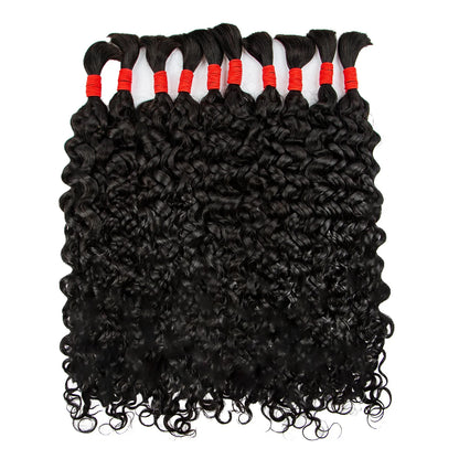 Human Braiding Hair Deep Wave Bulk Human Hair for Boho Braids 100% Brazilian Virgin Curly Hair for Braiding Hair Extensions