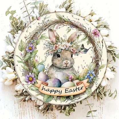 1 Happy Easter Bunny Sign Only Spring,(8x 8 inch) Wooden Garland Sign Easter Egg Sign, Holiday, Garland Door Decoration Wall Dec