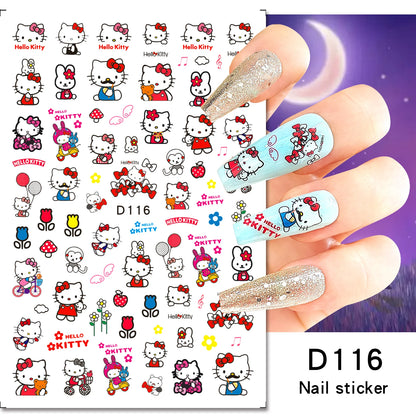 1PCS Cartoon Cute Melody Kuromi 3D Nail Stickers Press on Nails Sanrio Nail Art Decoration New Anime Nail Art Decals Stickers