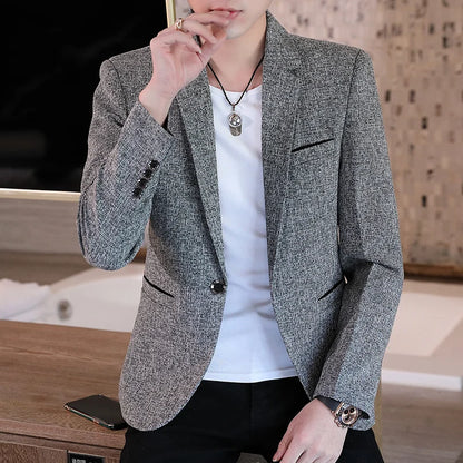 2023  Men Blaze Fashion Handsome All Fashion Handsome Korean Version Slim Boutique Business Leisure Four Seasons  Polyester