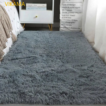 VIKAMA Simple Silk Wool Plush Carpet Bedroom Living Room Bed Blanket Solid Color High-Grade Soft Blanket Room Coffee Table Mat
