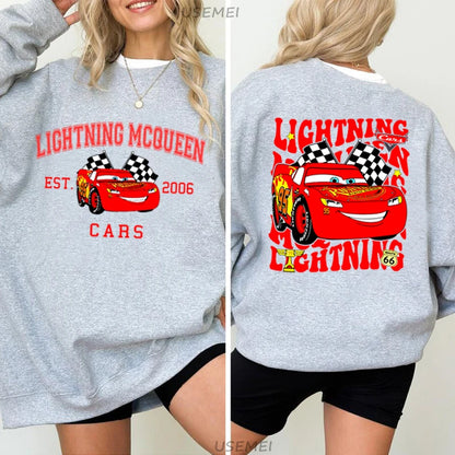 Lightning McQueen Car Graphic Sweatshirts Harajuku Funny Men Women Cars Hoodies Long Sleeve Pullover Crewneck Sweatshirts