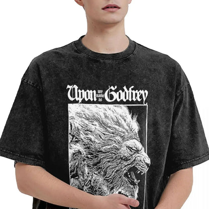 Elder Washed T Shirt Streetwear Hip Hop Cool T-Shirts Game Tees Tops for Men Women 100% Cotton Oversize Graphic