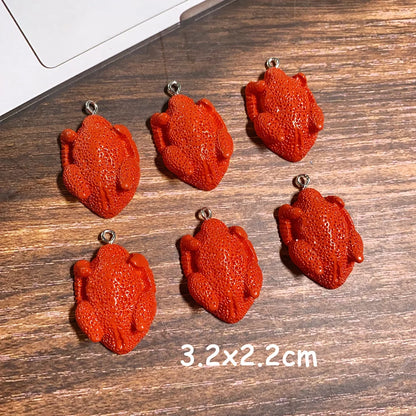 6pcs Simulation Roast Chicken Resin Earring Charms Hot Easter Food Pendant For Earring Keychain Diy Jewelry Make