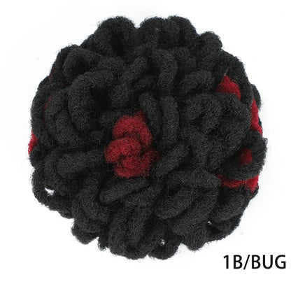 Dreadlocks Bun Afro Puff Drawstring Ponytail Hairpiece 8 Inch High Quality Synthetic Clip in Hair Extensions for Black Women