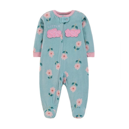 Newborn Infant Baby Girl Rompers 2024 Winter Autumn Warm Micro Fleece Animal Sleepsuit Animal Overall Babe Jumpsuits 0-12 Months
