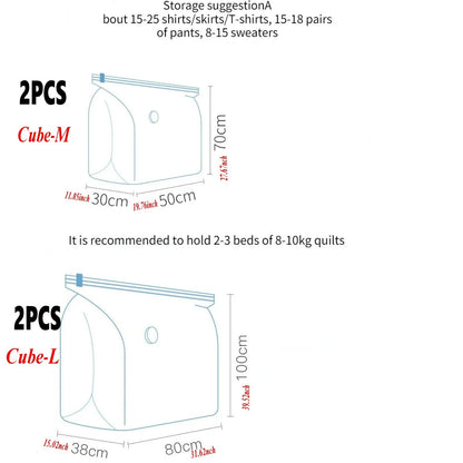 Cube Vacuum Storage Bags umbo Vacuum Seal Bags for Clothes, Bedding, Blanket, Comforter, Duvet, Pillow, Idea for Travel & Closet