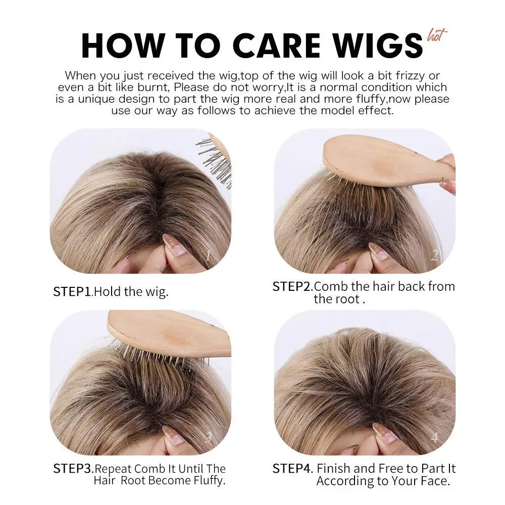 Pixie cut Human hair Wigs Sand Blonde Short Straight Bob Wigs with Bangs 100% Real Human Hair Glueless Wigs Natural Daily Use
