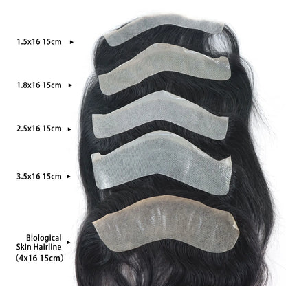 7# Brown Natural Human Hair Toupee Men Forehead Hairpiece Patch Invisible Seamless Ultra Thin Skin PU Men's Capillary Prosthesis