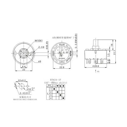 Cltgxdd 1PCS High Temperature Resistant Rotary Gear Switch 2 3 4 5 6 7 8 10 Pin Band Knob Switch Of Juicer Mixer