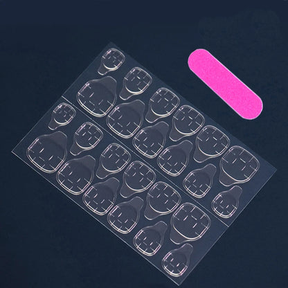 24 Pcs Glossy Short Coffin Press On Nails Pink And White French Style False Nails With Rhinestone Reusable Fake Nails