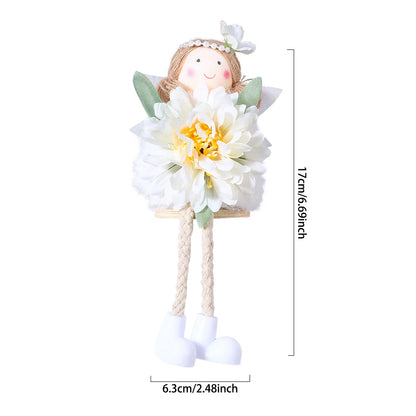 24cm Easter Flower Bunny Ornaments Pink Yellow Gauze Skirt Bunny Easter Party Decor Supplies Home Desktop Decorations Kids Gifts