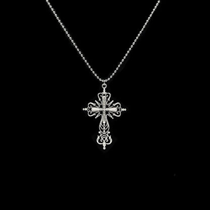 Y2K Punk Crystal Big Cross Pendant Necklaces for Women Men Gothic Irregular Cross Clavicle Chain Necklaces Aesthetic Jewelry