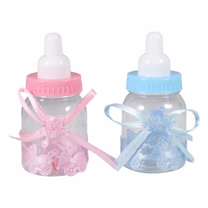 12pcs Clear Candy Chocolate Boxes Plastic Feeder Feeding Bottle For Wedding Party Birthday Baby Shower Favors Maternity Gifts