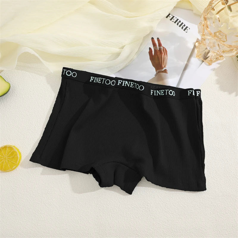 Women's Cotton Panties Boxer Underwear Female Sexy Letter Belt Safety Shorts Seamless Solid Color Intimates Mid Waist Boyshorts