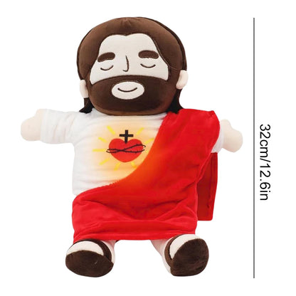 32cm Breathing Jesus Soothe Plush Toy for Kids Soft Soothing Jesus Plushies Comforting Jesus Heart Toy Easter Christmas Gifts