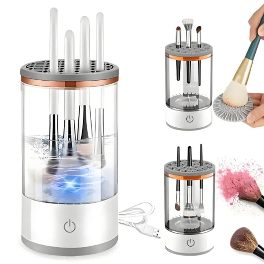 USB Electric Makeup Brush Cleaner Portable 3 In 1 Makeup Brushes Drying Rack Lazy Cleaning Brush Washer Quick Dry Stand Device