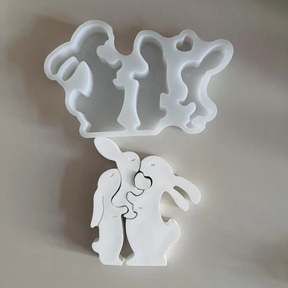Easter Bunny Candle Decoration Silicone Molds DIY Gypsum Aromatherapy Family Rabbit Ornament Resin Mold Home Handicrafts Casting