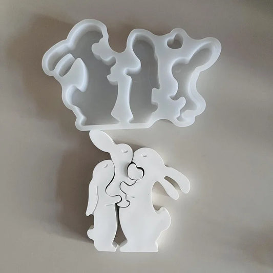 Easter Bunny Candle Decoration Silicone Molds DIY Gypsum Aromatherapy Family Rabbit Ornament Resin Mold Home Handicrafts Casting