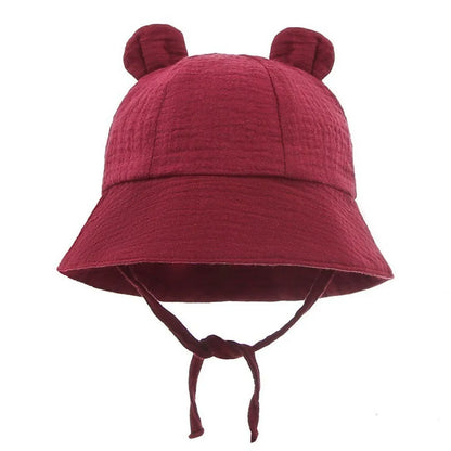 Newborn Baby Hat Infant Muslin Bucket Hat Kids Bear Ears Summer Beach Sun Caps Boys Girls Easter Hats For Toddlers 3-12 Months