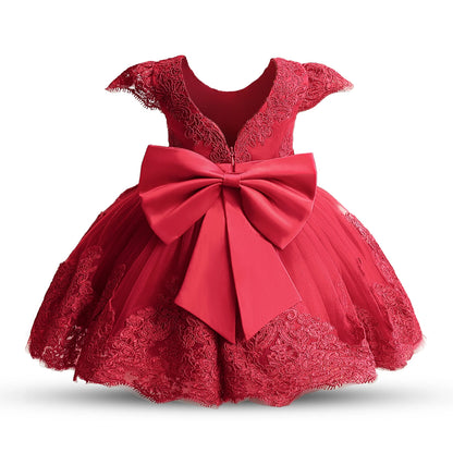 Embroidery Elegant Princess Dress for Girls Luxury Golden Lace Vintage Children Festival Party Gown Baby Formal Weddings Dresses