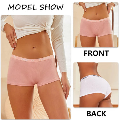 Women's Cotton Panties Boxer Underwear Female Sexy Letter Belt Safety Shorts Seamless Solid Color Intimates Mid Waist Boyshorts